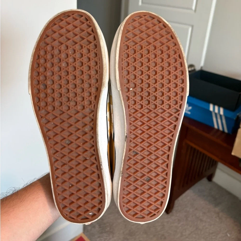 Vans Slip-On Checkerboard Loafers in Mustard and White